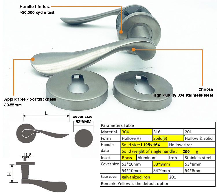 stainless steel office glass door handle lock