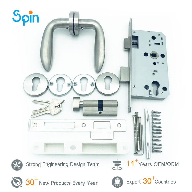 Entry door tubular lever handle latch lock door lock handle set with key lock