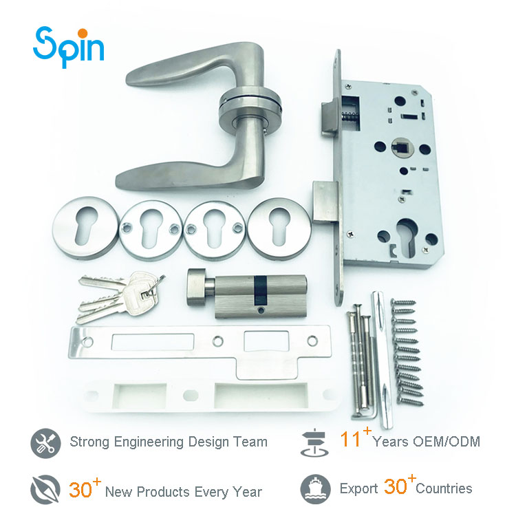 Design entry door tubular lever handle latch door lock handle set with key lock