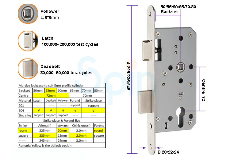 door lock handle set swing door handle lock