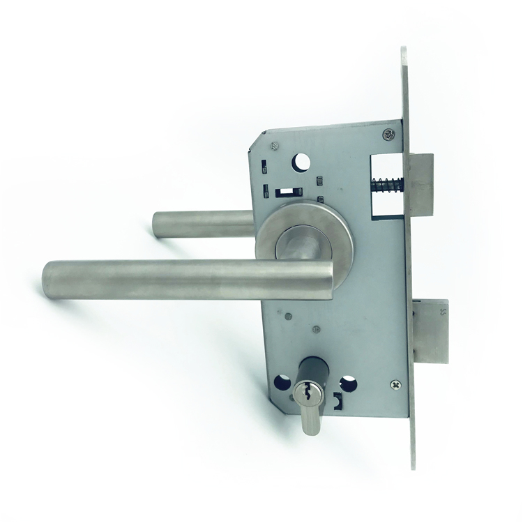 2 inch 5 inches backset machine keyless entry silver rose gold color interior button door lock with big handle