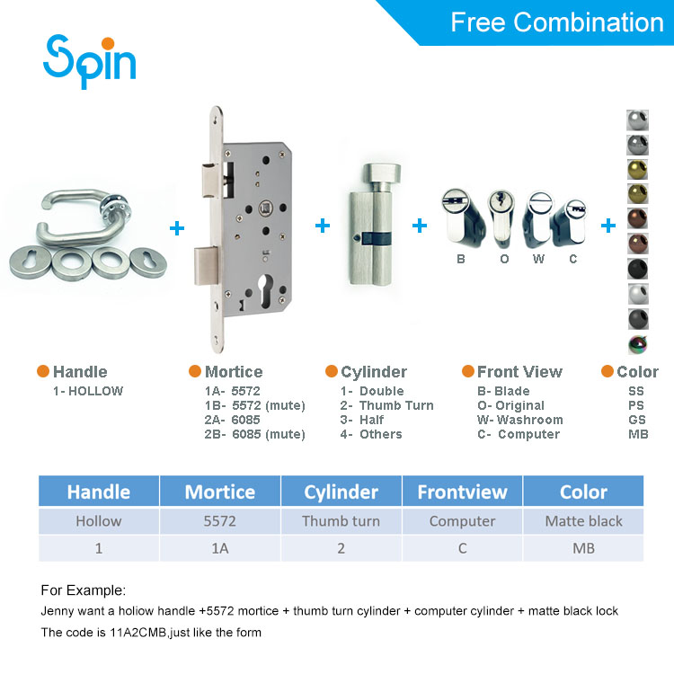 Rfid system aluminium sliding smart tubular door knob lock keyed entry door lock swing glass door lock set with cylinder and handle