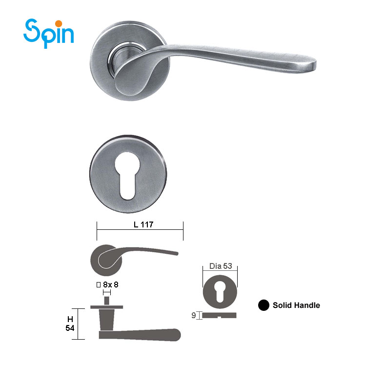 004Luxury Stainless steel door lock parts solid metal black interior door handles