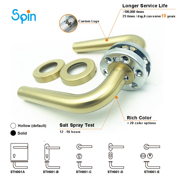 STH001 luxury interior 304 stainless steel window & door lever handle