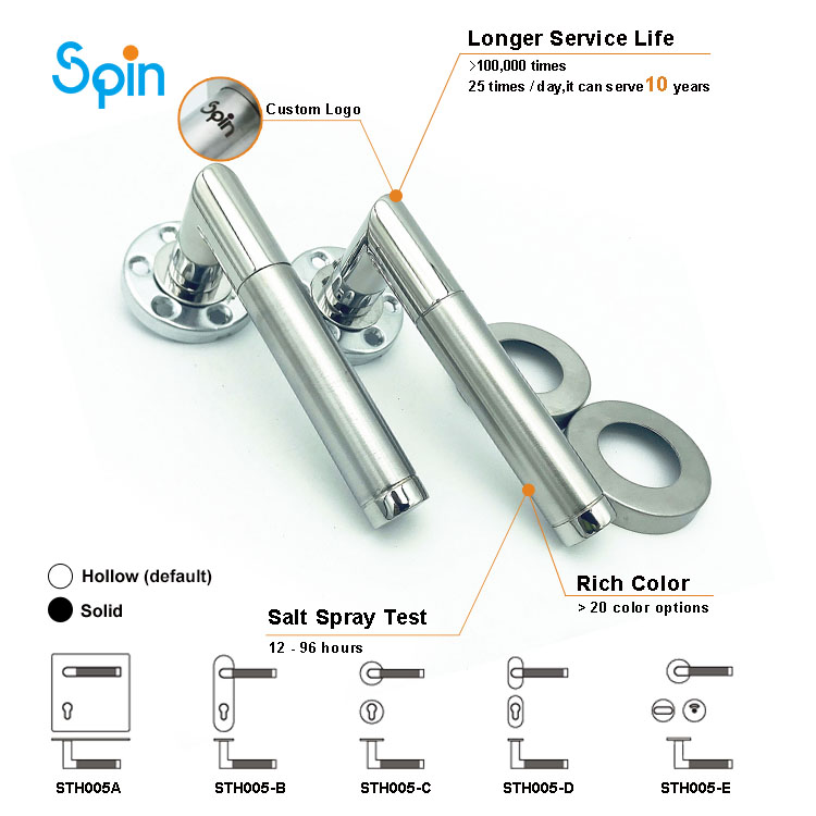 STH005 luxury interior 304 stainless steel window & door lever handle