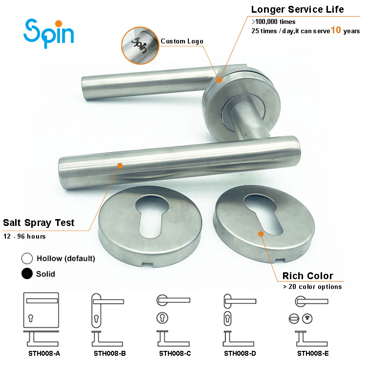 STH008 luxury interior 304 stainless steel window & door lever handle