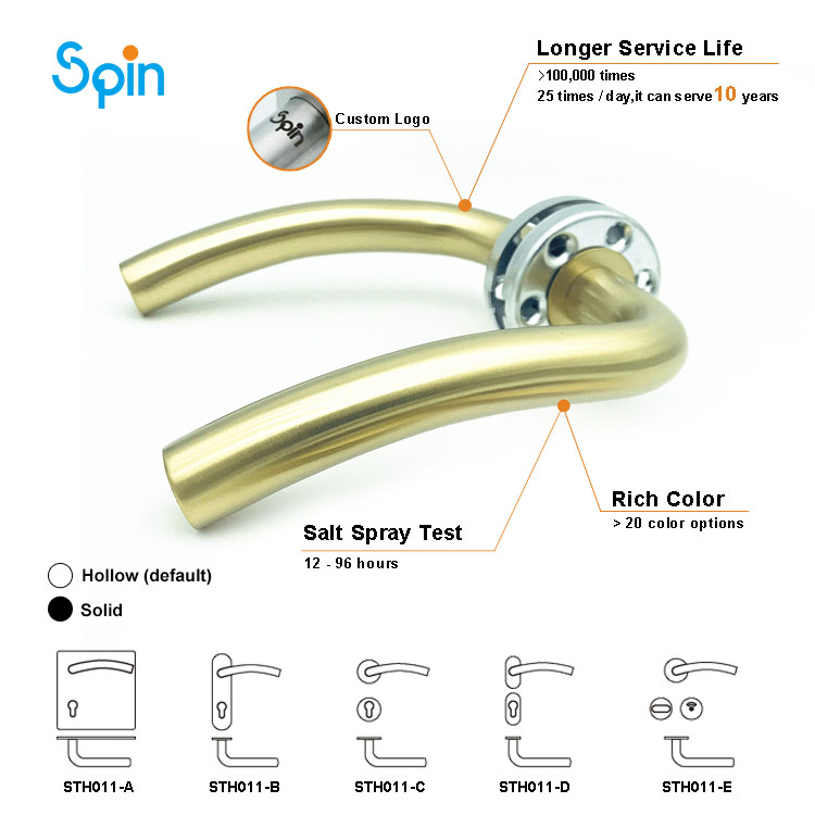 STH011 luxury interior 304 stainless steel window & door lever handle