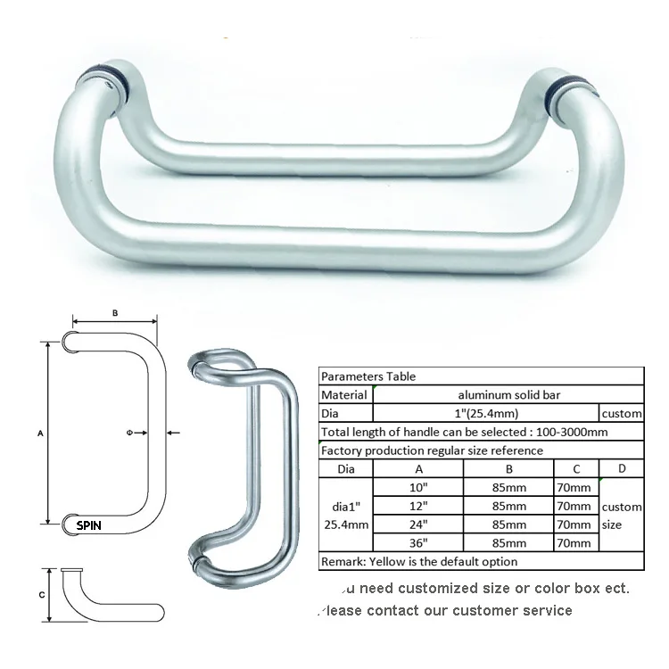 SAL03 Glass Commercial Door Pull Handle l-shape Aluminum Shower Slide Glass Door Pull Handle