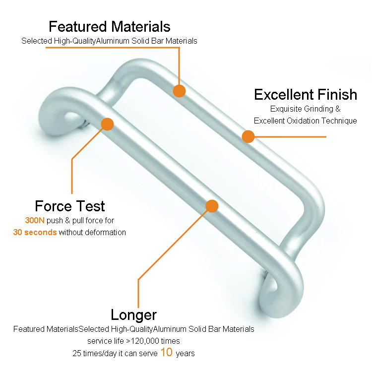SAL03 Glass Commercial Door Pull Handle l-shape Aluminum Shower Slide Glass Door Pull Handle