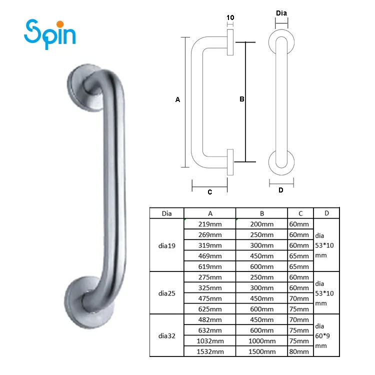 SPH02 Stainless Steel Office Glass Door Swing Tempered Handle Locks For Glass Doors