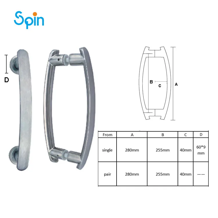 SPH154 Aluminum Partitions Doors Golden Color Luxury Ladder Pull Door Handle for Glass Door