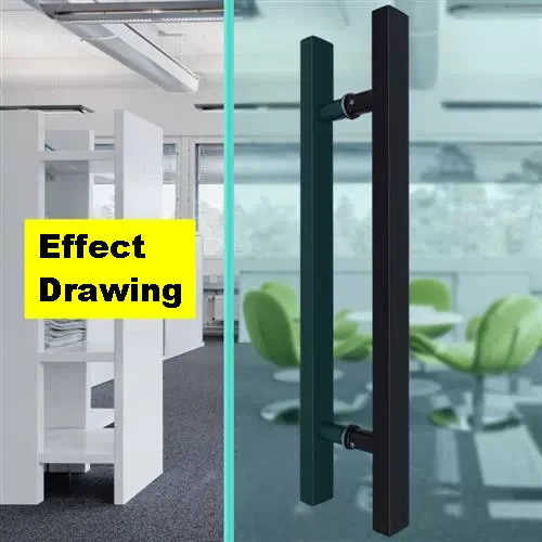 SPH31 Hot Sale Glass Door Pulls Handles Square H Type 304 Double Side Glass Door Pull Handle